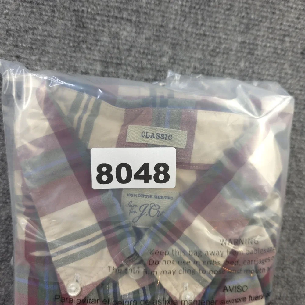 J Crew Shirt Large Classic Long Sleeve Button Down Red Blue Green‎ Plaid
